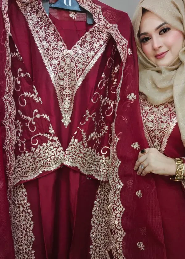 Bridal gharara 3pc maroon...